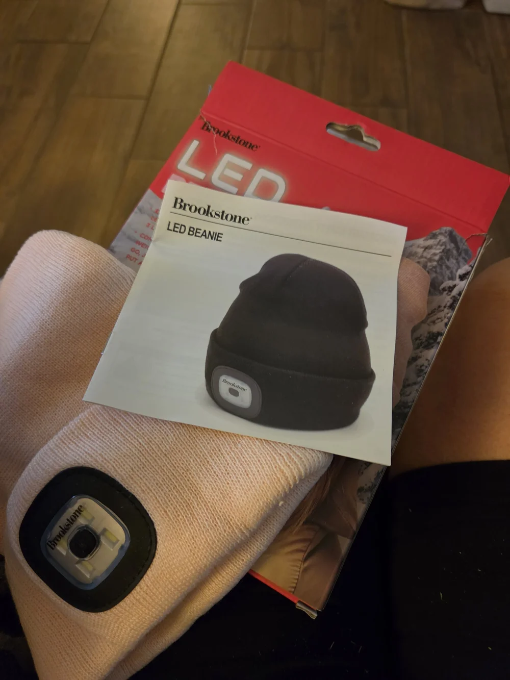 Brookstone Pink LED Beanie Hat with Built-In Light